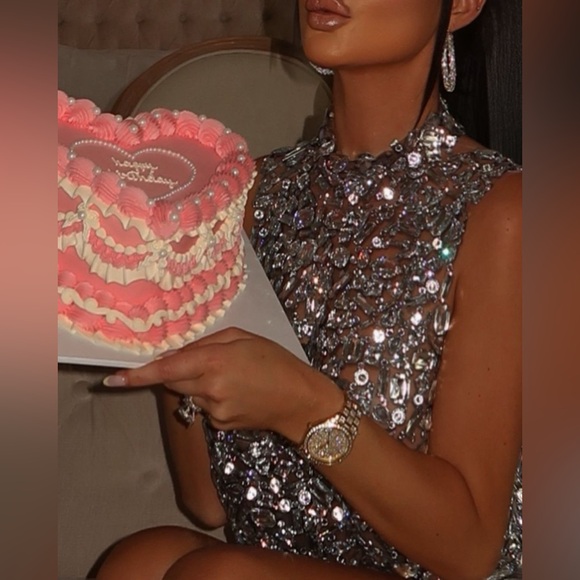 CRYSTAL CROP TOP AND MINI SKIRT TWO PIECE SET - Picture 3 of 17